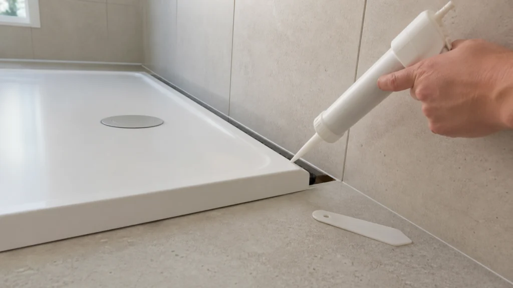 Illustration éditoriale pour l’article « Comment combler l'espace entre le receveur de douche et le mur »