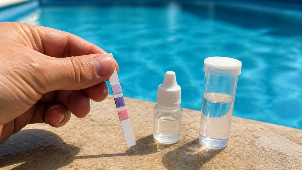 Illustration éditoriale pour l’article « Comment mesurer taux stabilisant piscine pour une eau saine »