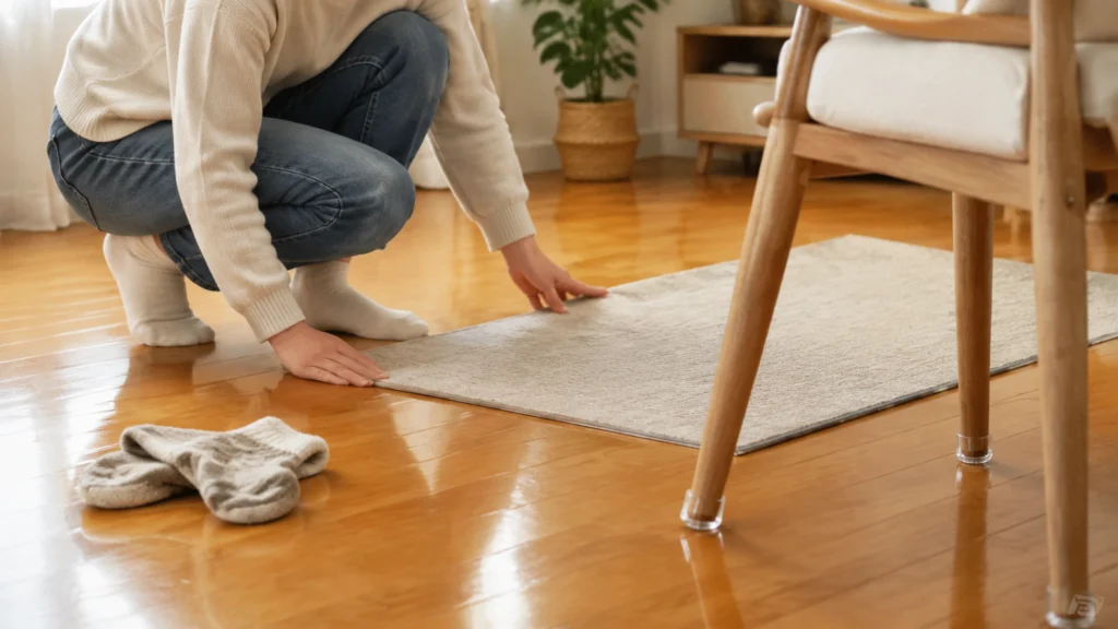 Illustration éditoriale pour l’article « Parquet glissant que faire : nos astuces pour sécuriser vos sols »