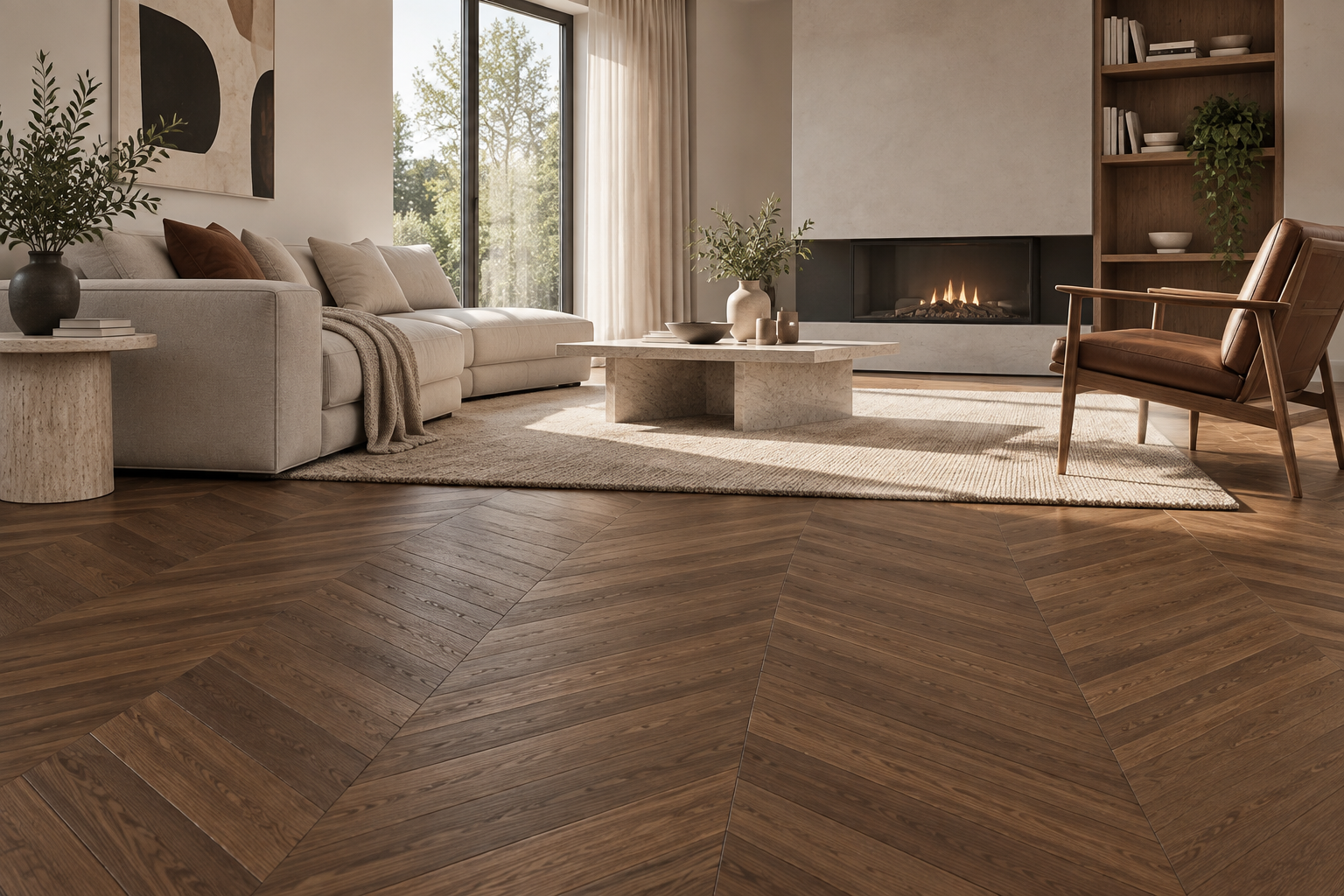 Parquet en point de Hongrie, motif en chevrons