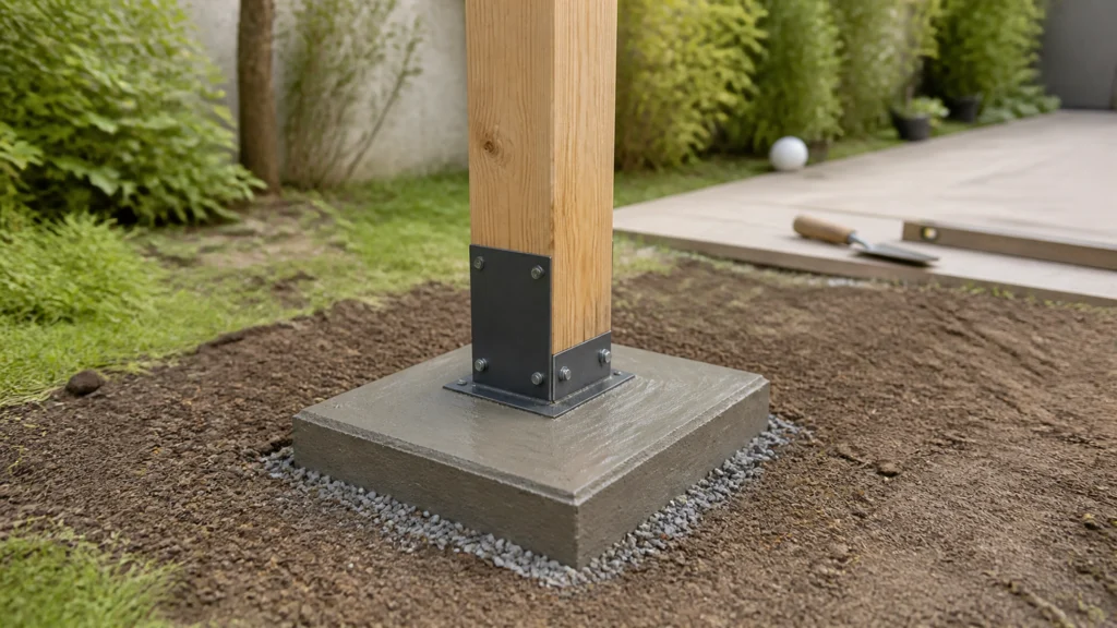 Illustration éditoriale pour l’article « Réussir votre plot béton pergola pour une structure durable »